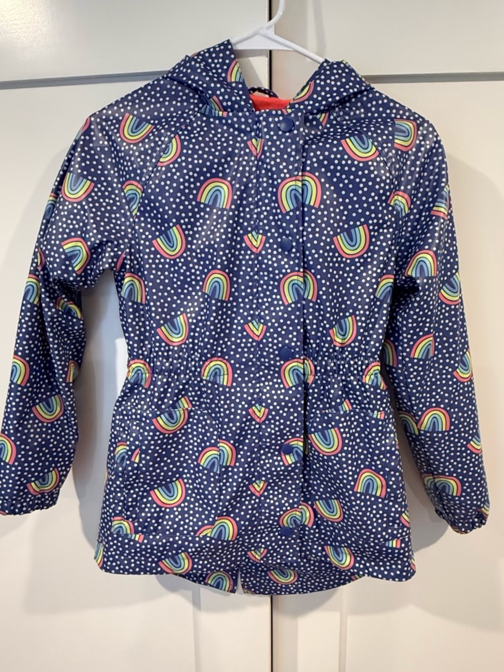 Cat & Jack Navy Blue Rainbow Dot Hooded Raincoat